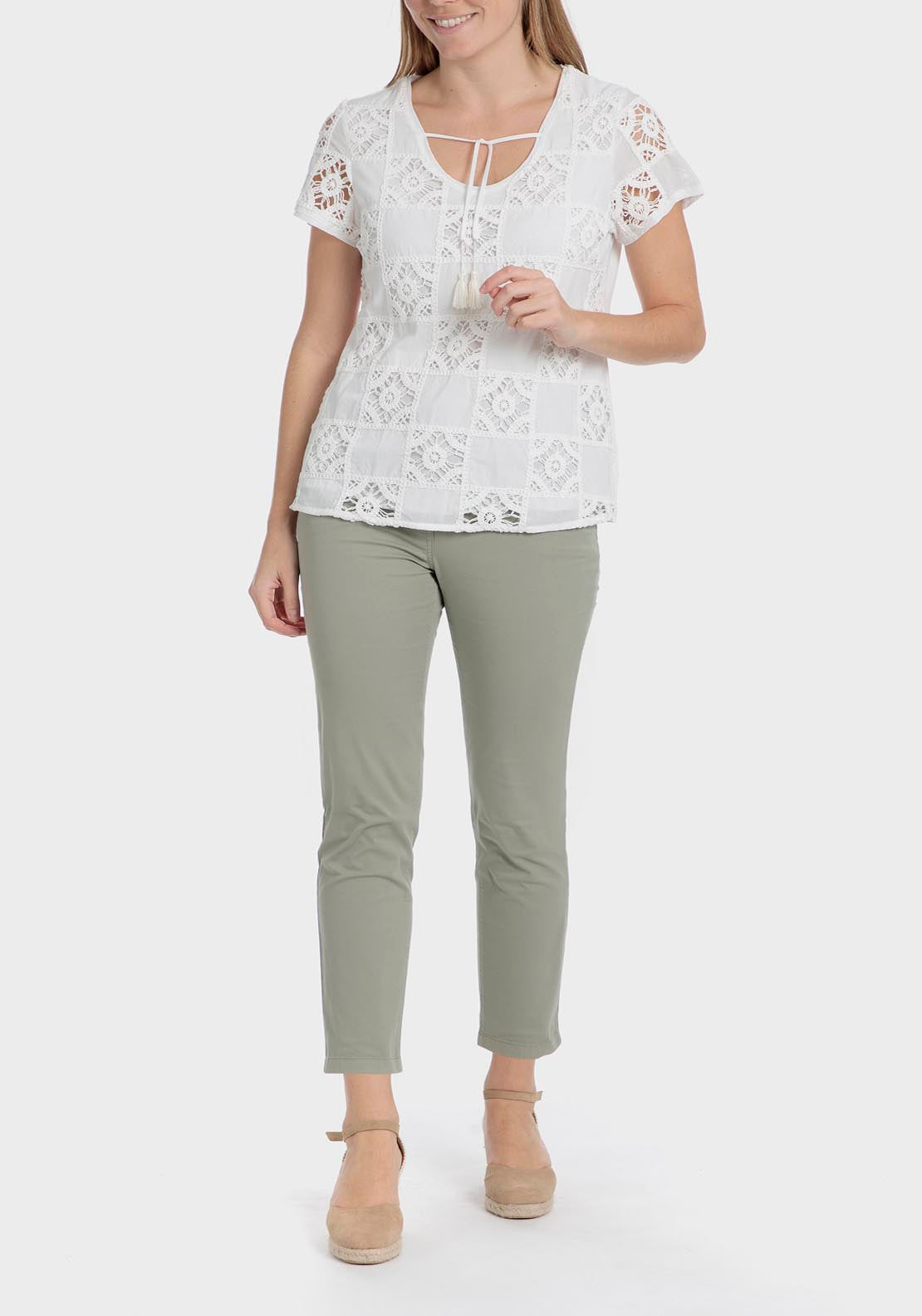 Punt Roma White loose fitting blouse - White 5 Shaws Department Stores