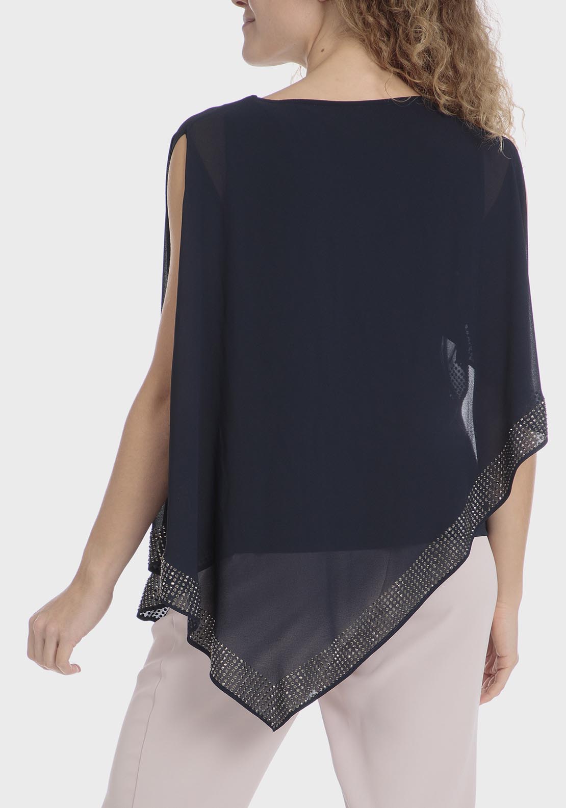 Punt Roma Studded Blouse - Blue / Navy 2 Shaws Department Stores