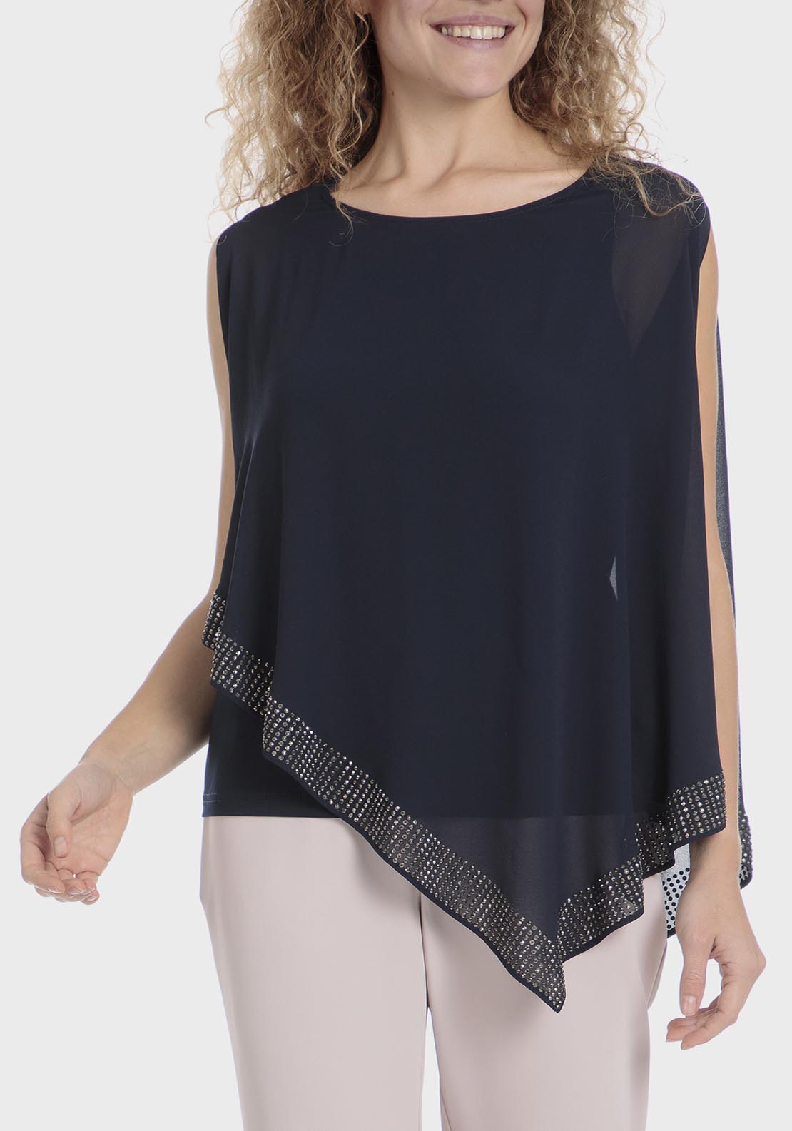 Punt Roma Studded Blouse - Blue / Navy 1 Shaws Department Stores