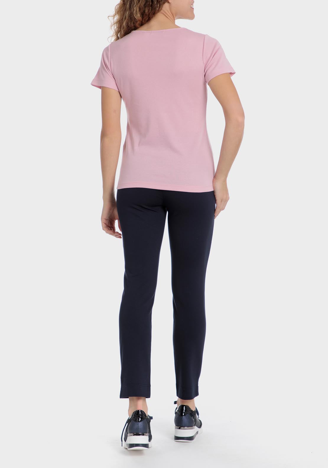 Punt Roma Basic T-Shirt With Gemstones - Pink 4 Shaws Department Stores
