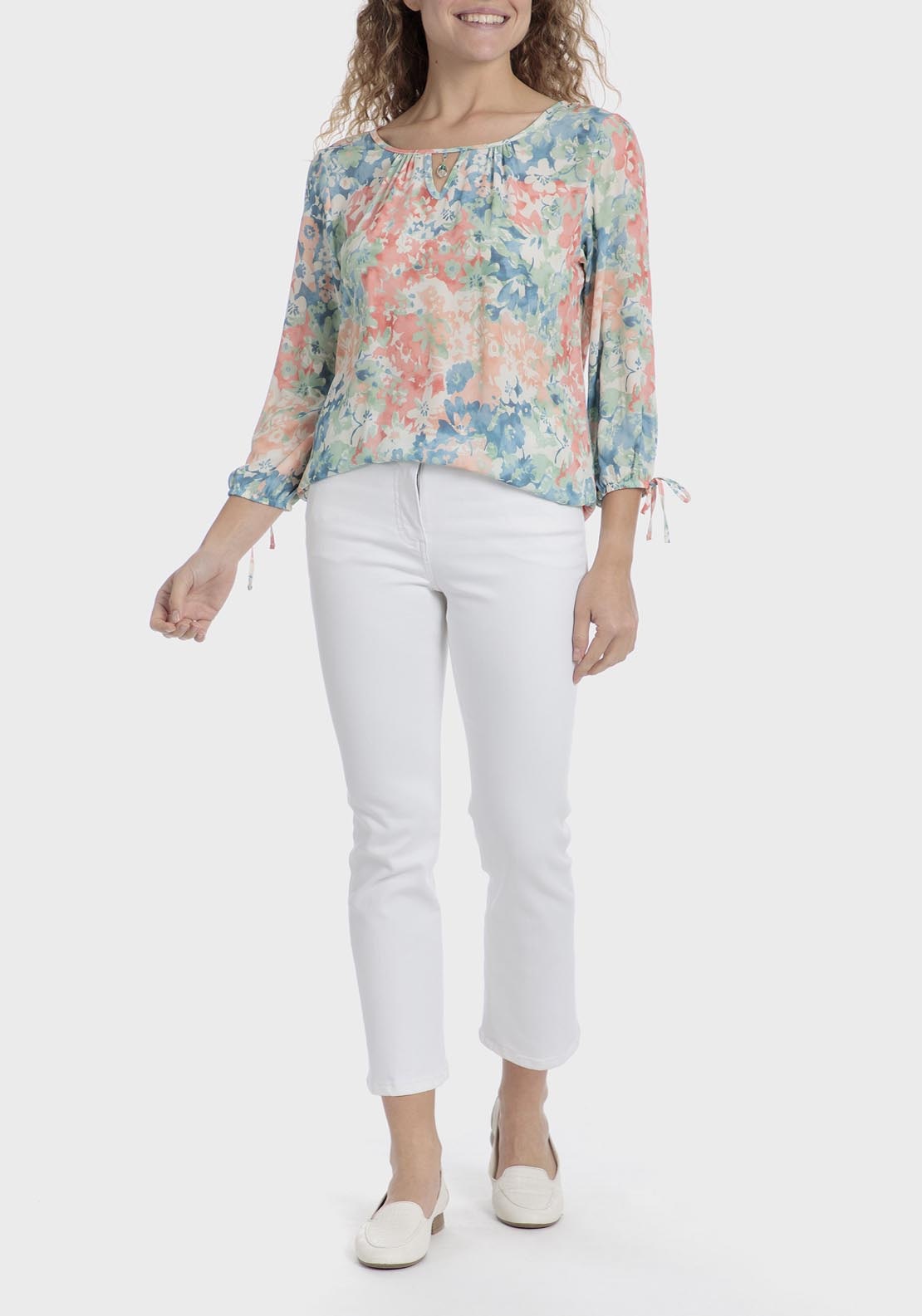 Punt Roma Printed Blouse - Orange 3 Shaws Department Stores