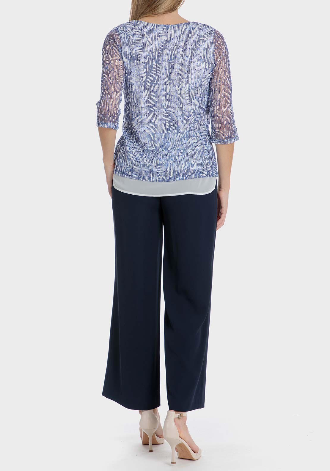 Punt Roma Mesh sequins t-shirt - Blue 4 Shaws Department Stores