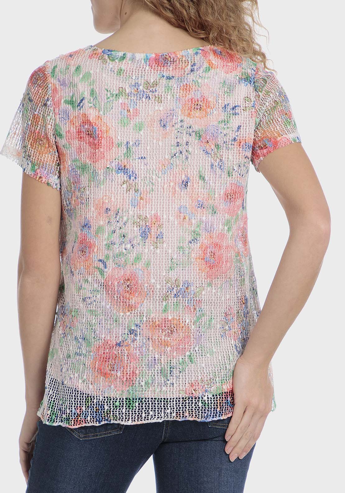 Punt Roma Mesh printed t-shirt - Orange 2 Shaws Department Stores