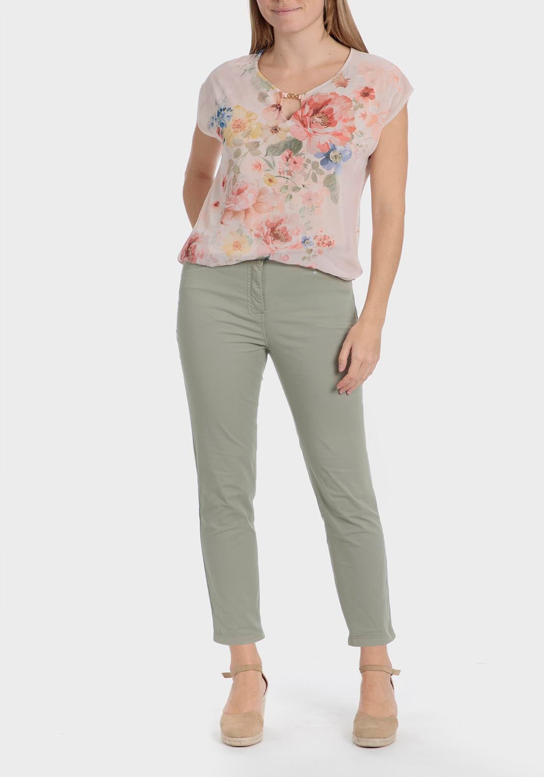 Punt Roma Floral Print T-Shirt - Pink 3 Shaws Department Stores