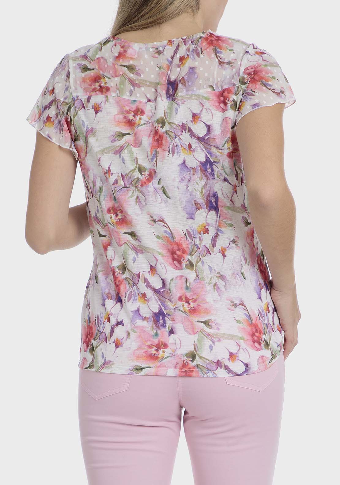 Punt Roma Plumetti printed t-shirt - Fuchsia 2 Shaws Department Stores