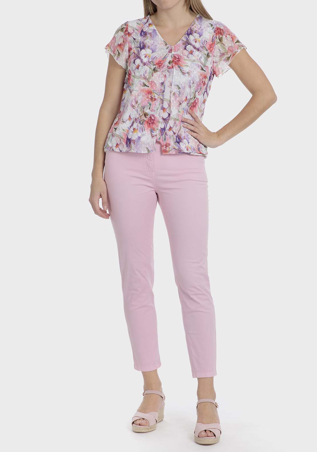 Punt Roma Plumetti printed t-shirt - Fuchsia 3 Shaws Department Stores