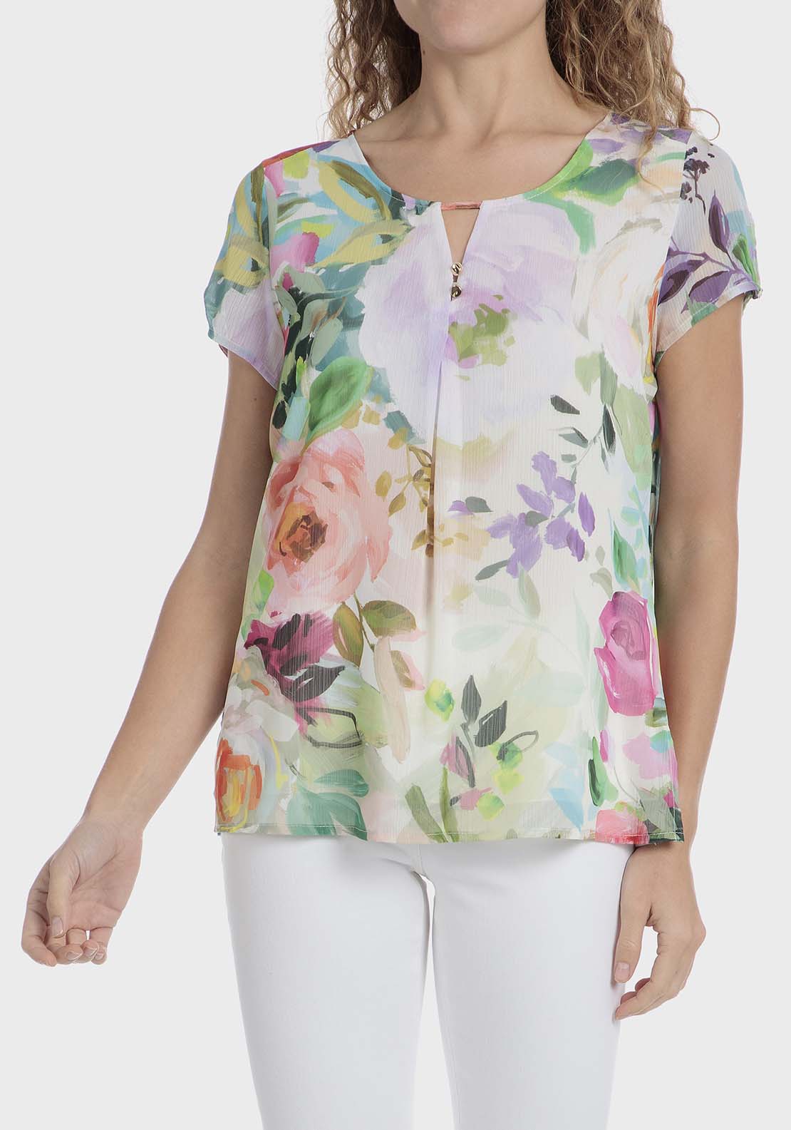 Punt Roma Floral t-shirt - Fuchsia 1 Shaws Department Stores