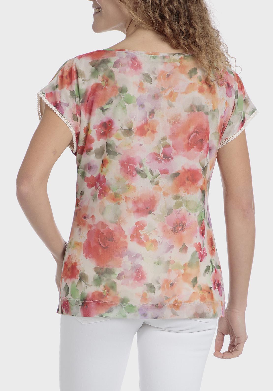 Punt Roma Floral Print T-Shirt - Orange 2 Shaws Department Stores