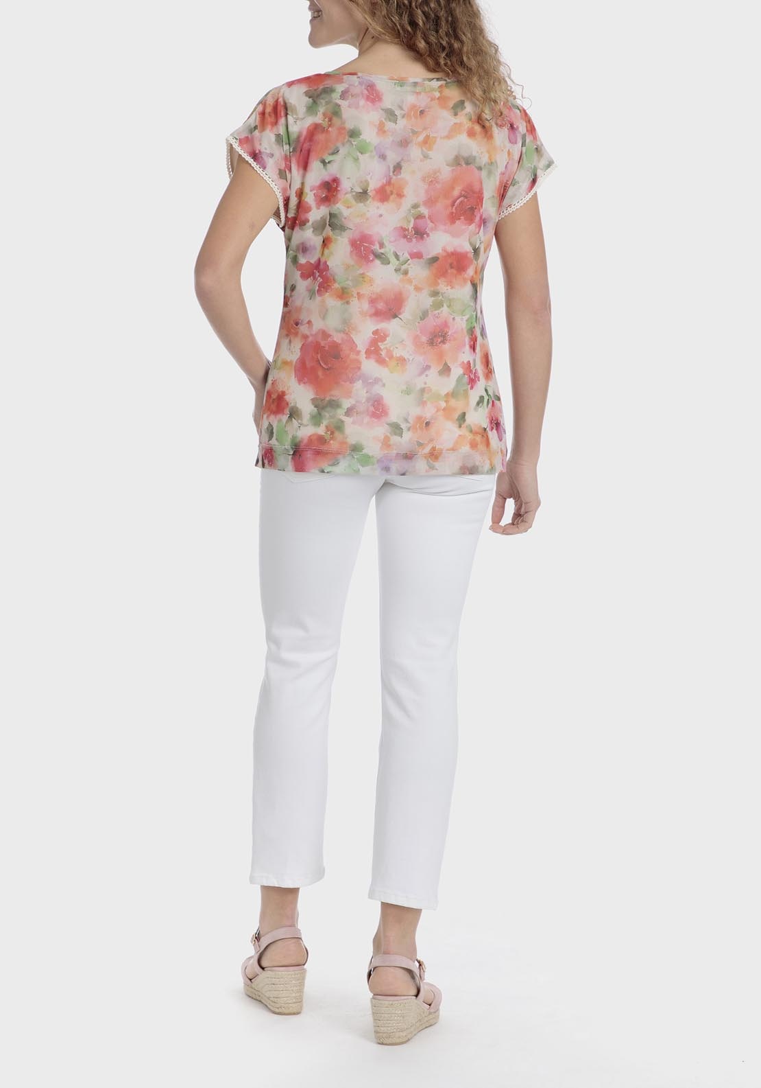 Punt Roma Floral Print T-Shirt - Orange 3 Shaws Department Stores