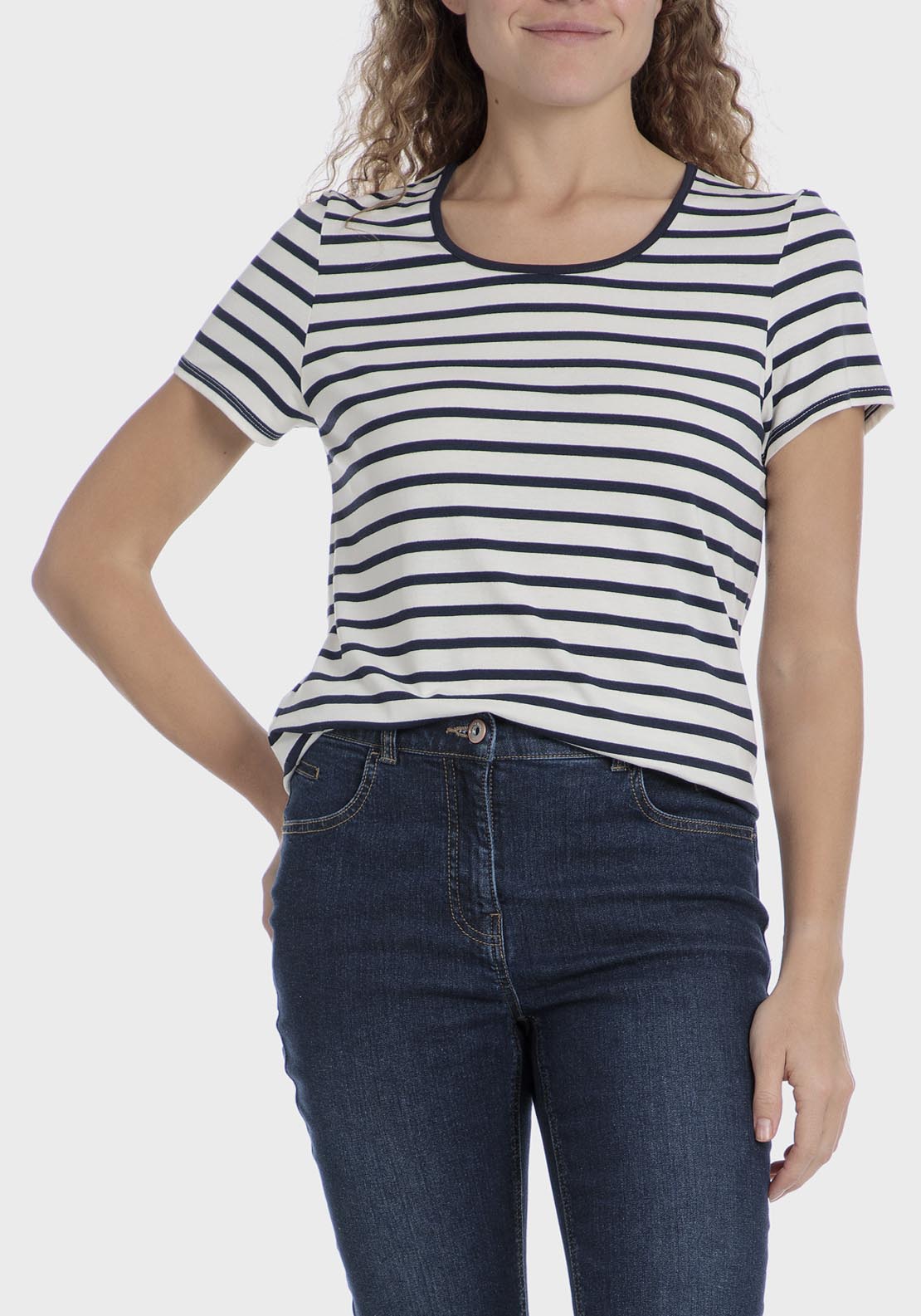 Punt Roma Striped T-Shirt - White 1 Shaws Department Stores