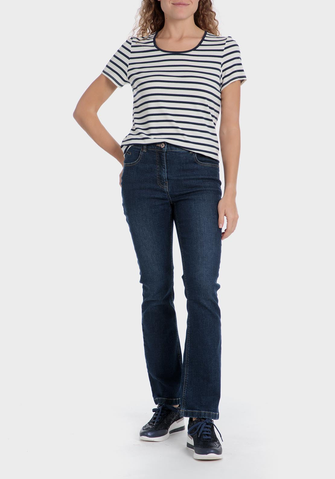 Punt Roma Striped T-Shirt - White 3 Shaws Department Stores