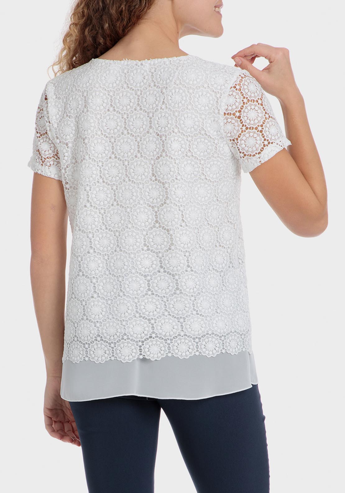 Punt Roma Lace T-Shirt - White 2 Shaws Department Stores