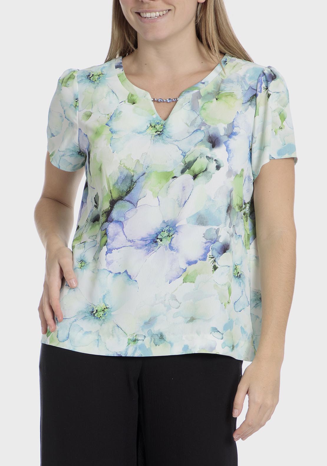 Punt Roma Floral Print T-Shirt - Green 1 Shaws Department Stores