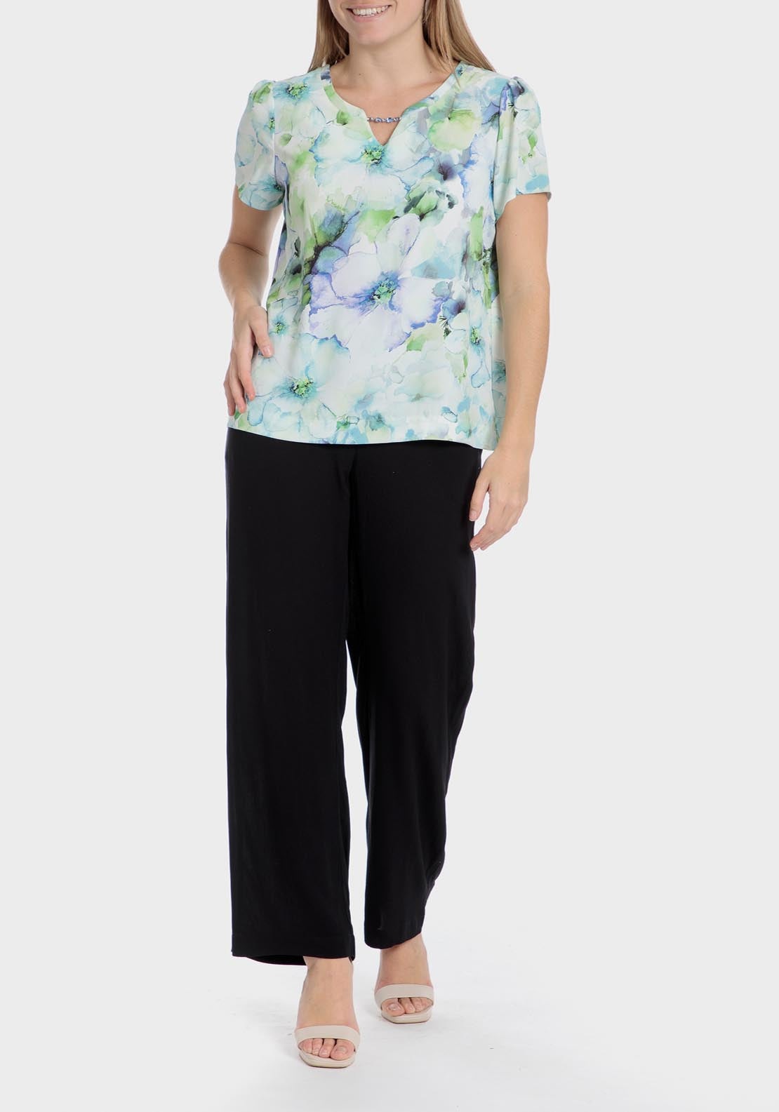 Punt Roma Floral Print T-Shirt - Green 3 Shaws Department Stores
