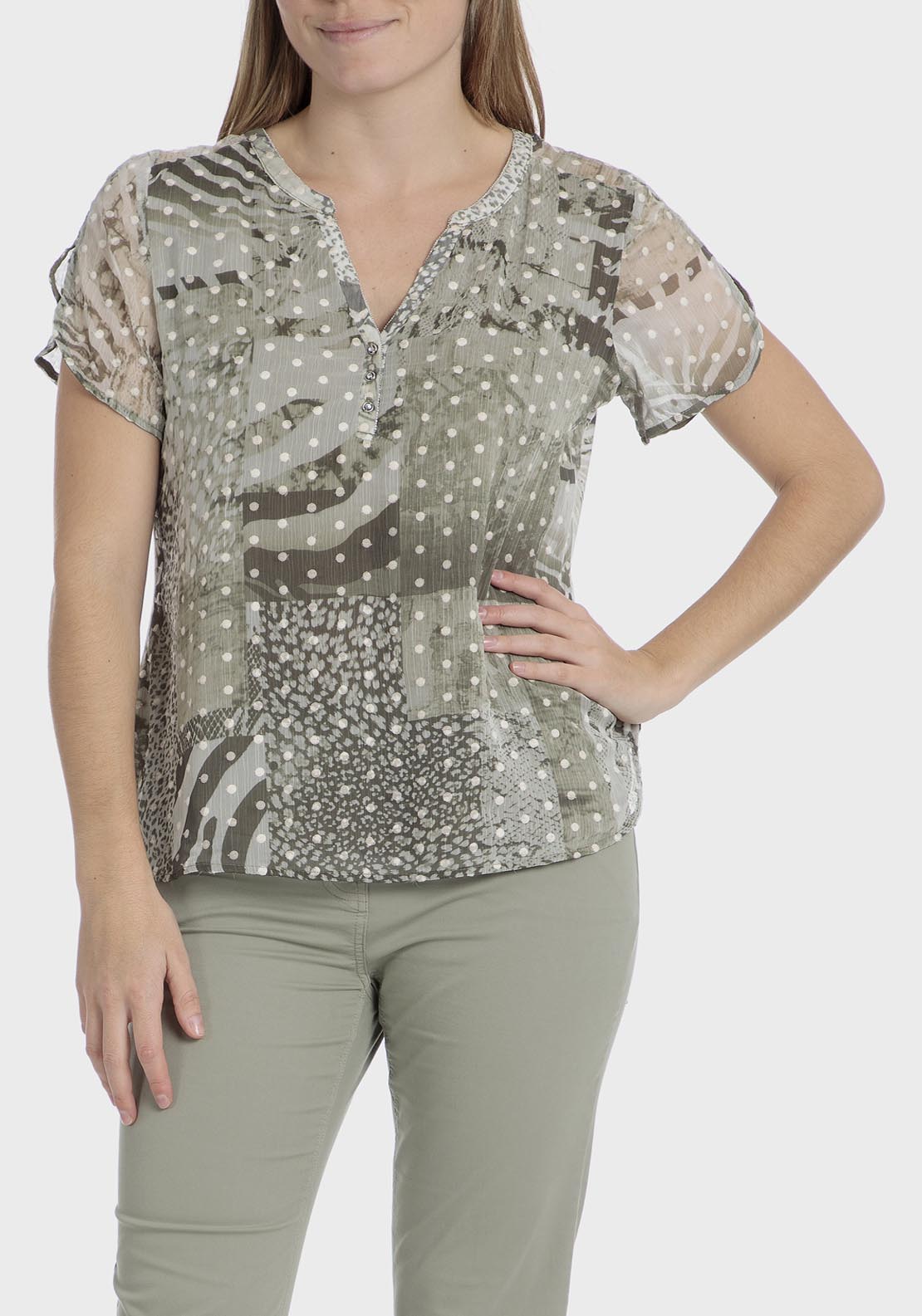Punt Roma Plumetti Printed T-Shirt - Green 1 Shaws Department Stores