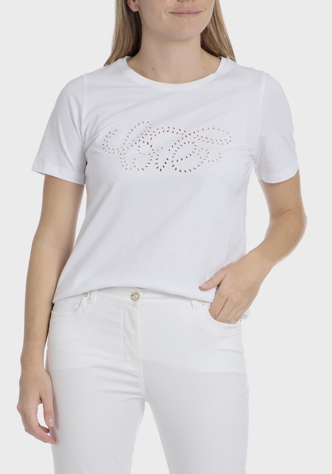 Punt Roma Embroidered T-Shirt - White 1 Shaws Department Stores