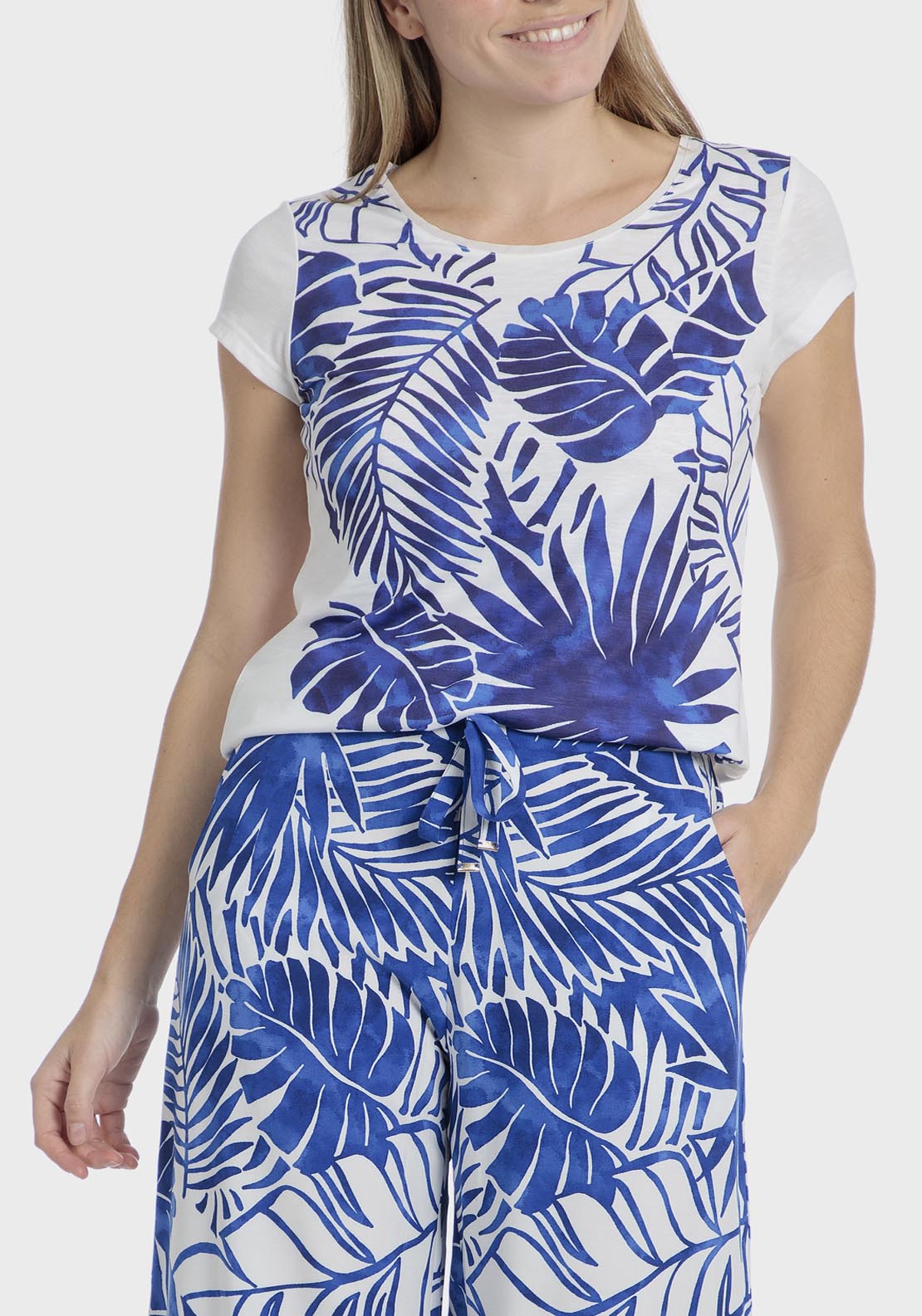 Punt Roma Tropical Print T-Shirt - Blue 1 Shaws Department Stores