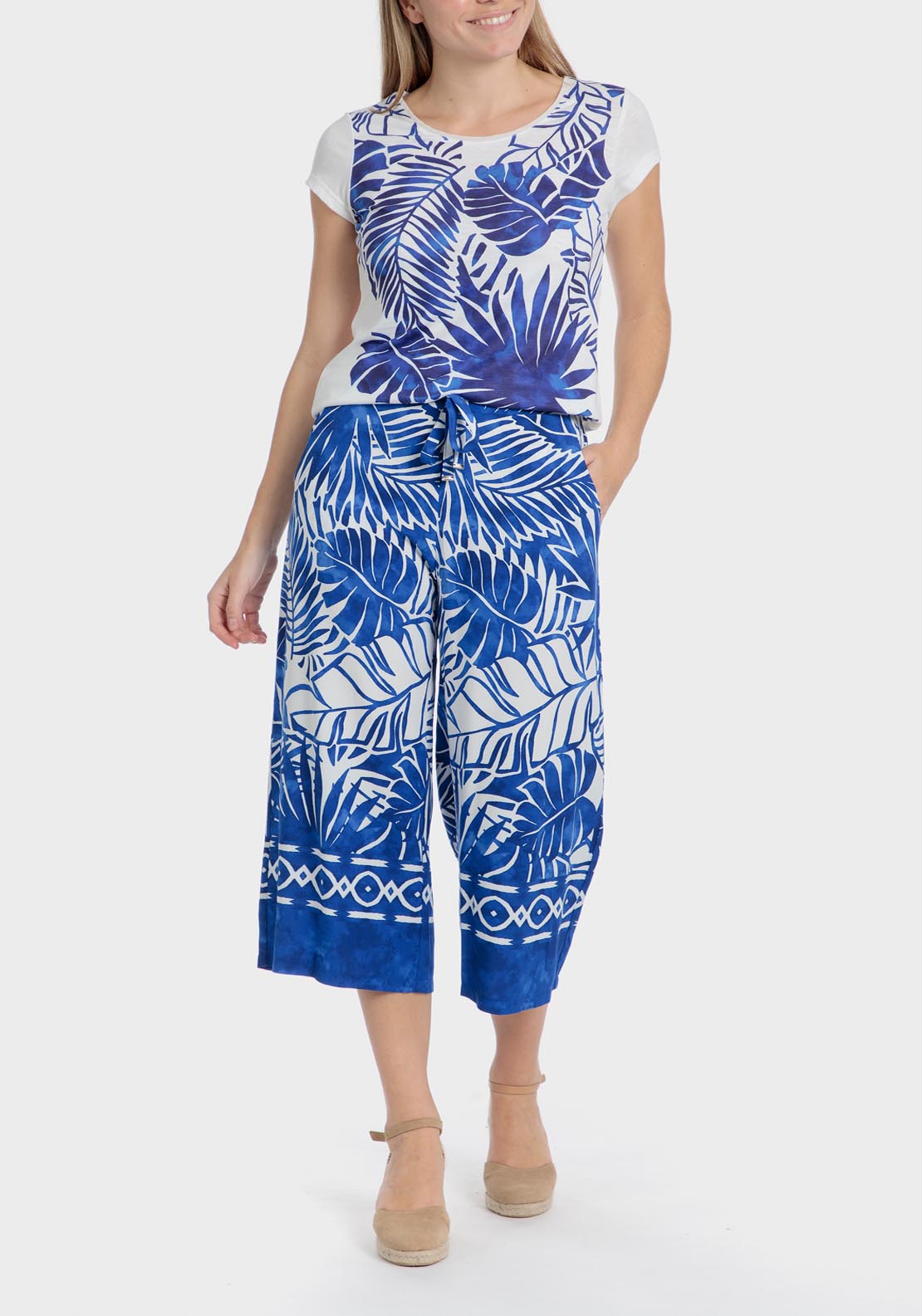 Punt Roma Tropical Print T-Shirt - Blue 3 Shaws Department Stores