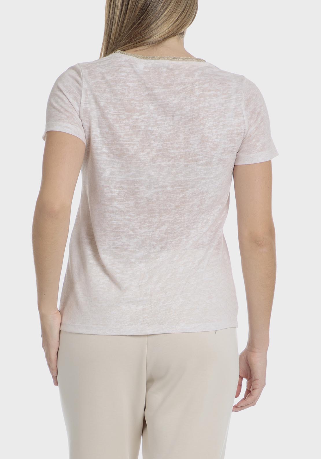 Punt Roma Metallic Thread T-Shirt - Beige 4 Shaws Department Stores