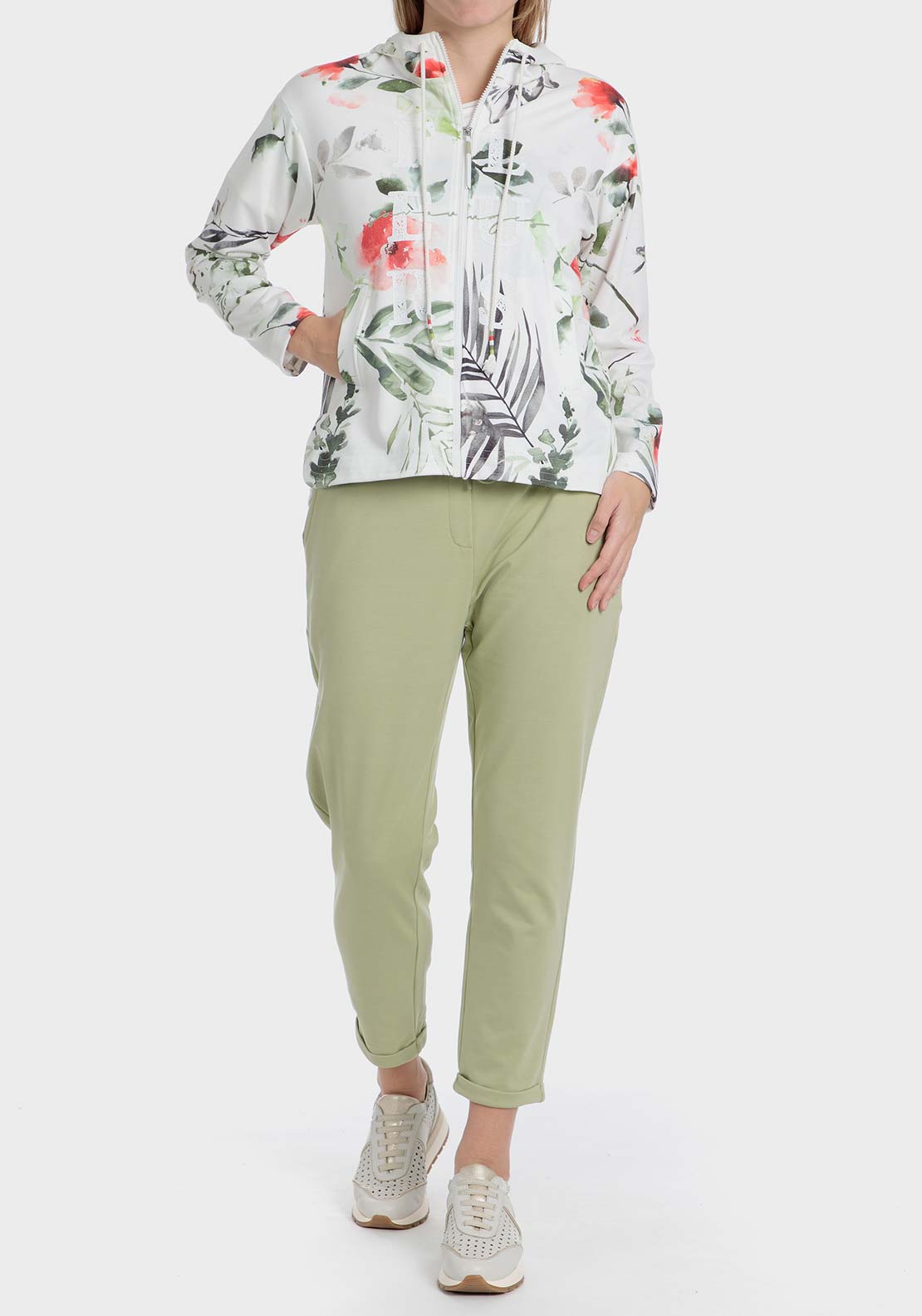 Punt Roma Printed sports jacket - Green Sage 3 Shaws Department Stores
