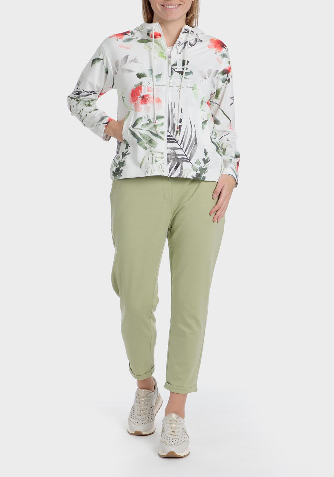 Punt Roma Printed sports jacket - Green Sage 5 Shaws Department Stores