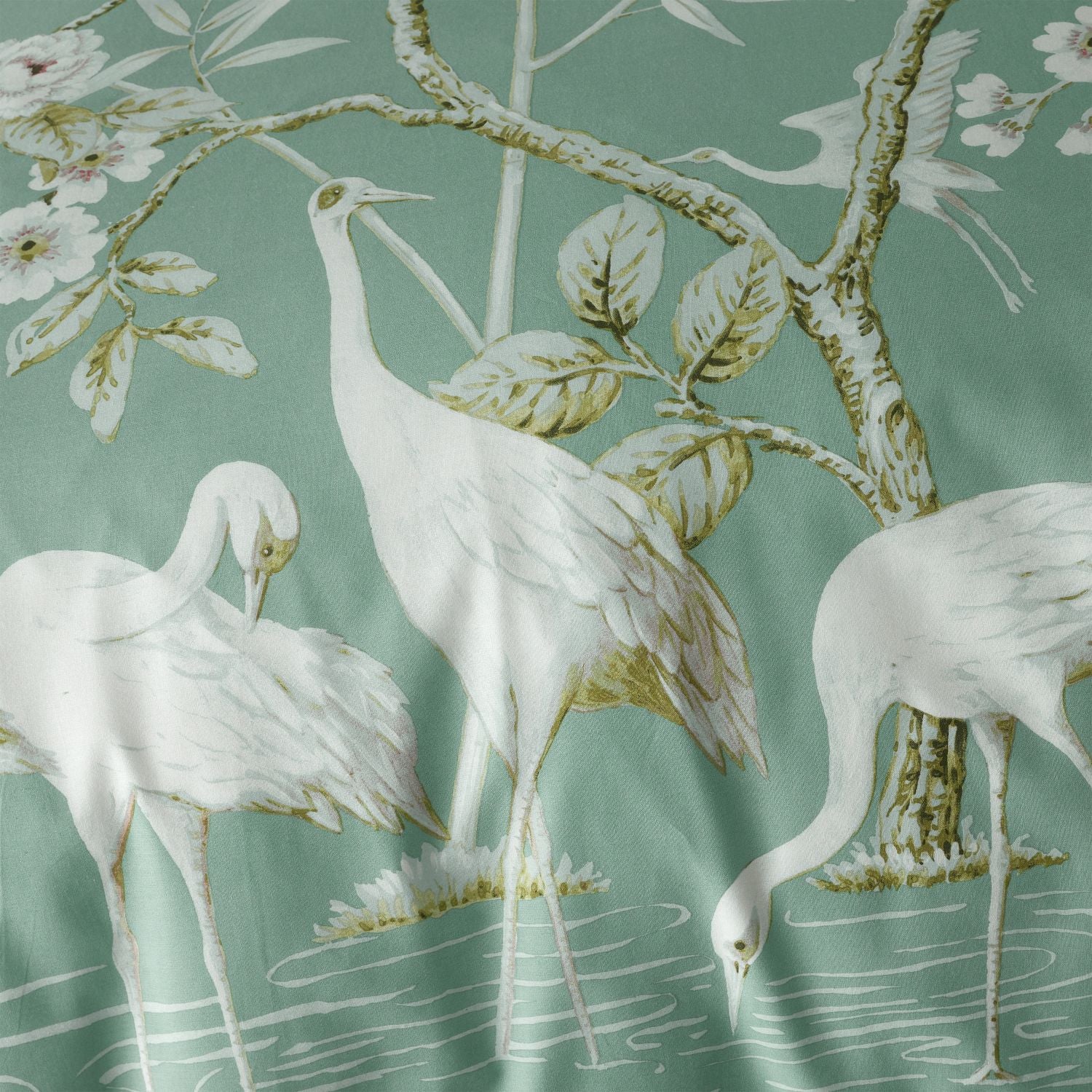 Bianca Painted Storks Cotton Duvet Cover Set - Natural / Green 2 Shaws Department Stores