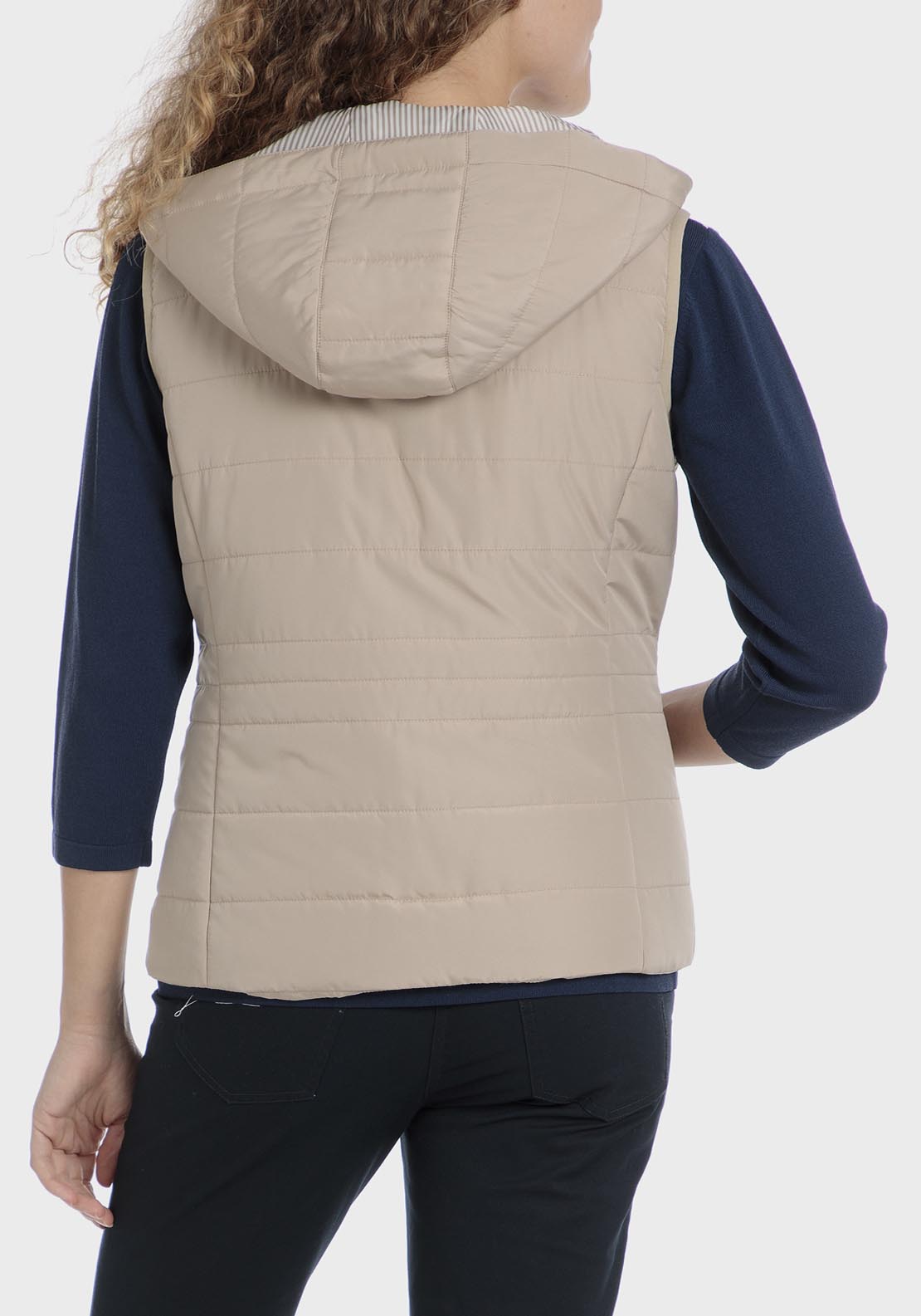 Punt Roma Hooded Waistcoat - Beige / Camel 2 Shaws Department Stores
