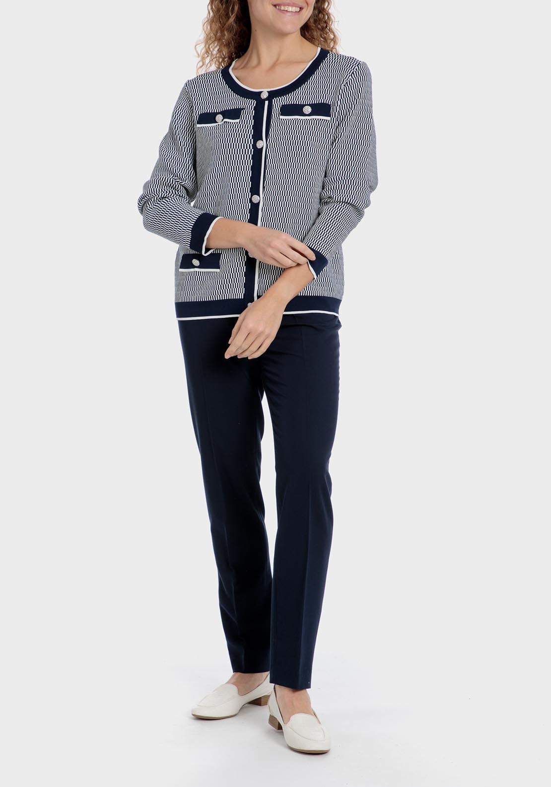 Punt Roma Jacquard Jacket - Blue / Navy 3 Shaws Department Stores