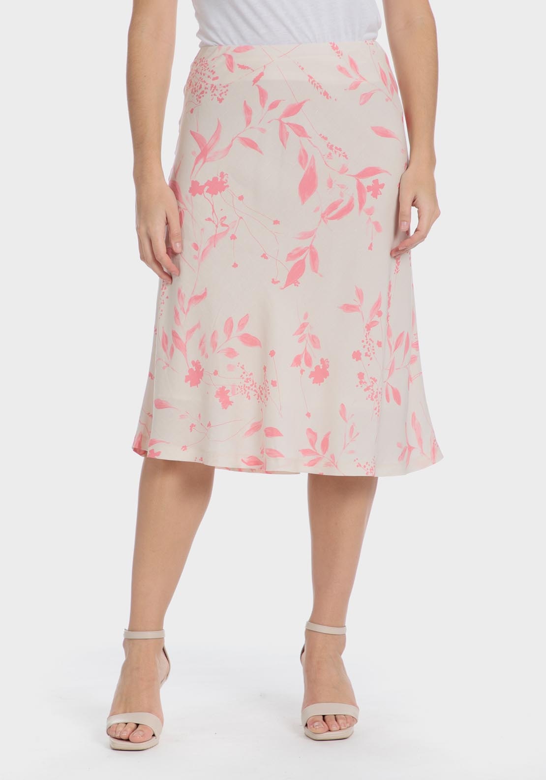 Punt Roma Floral linen skirt printed skirt - Pink 8 Shaws Department Stores