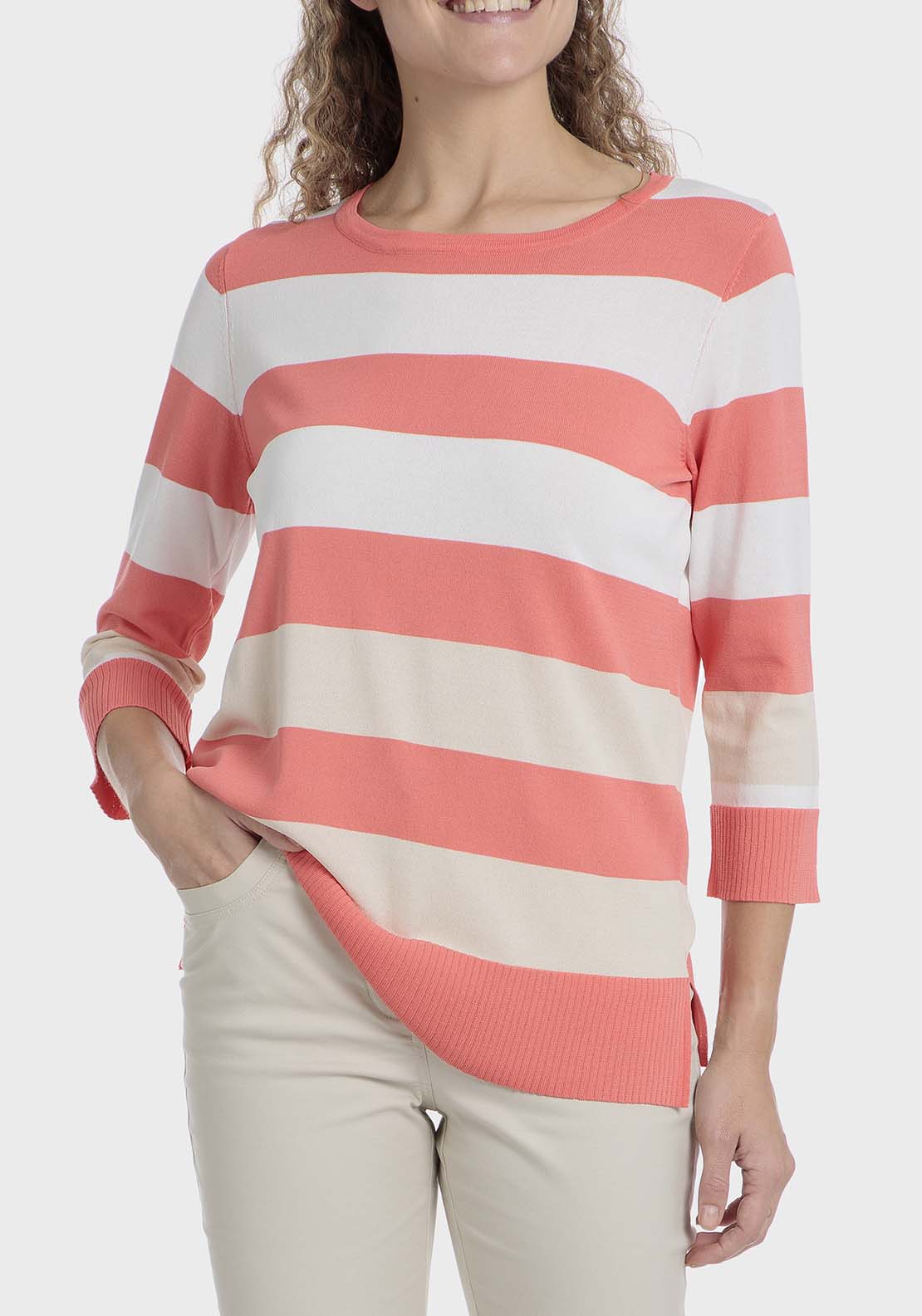 Punt Roma Striped sweater - Orange 1 Shaws Department Stores