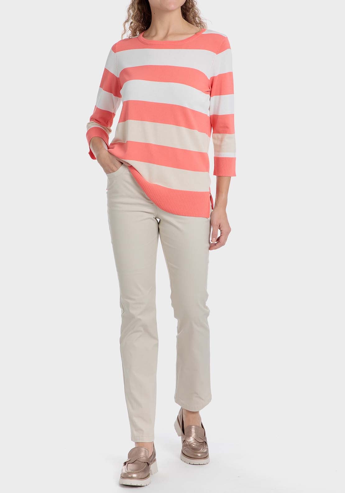 Punt Roma Striped sweater - Orange 3 Shaws Department Stores