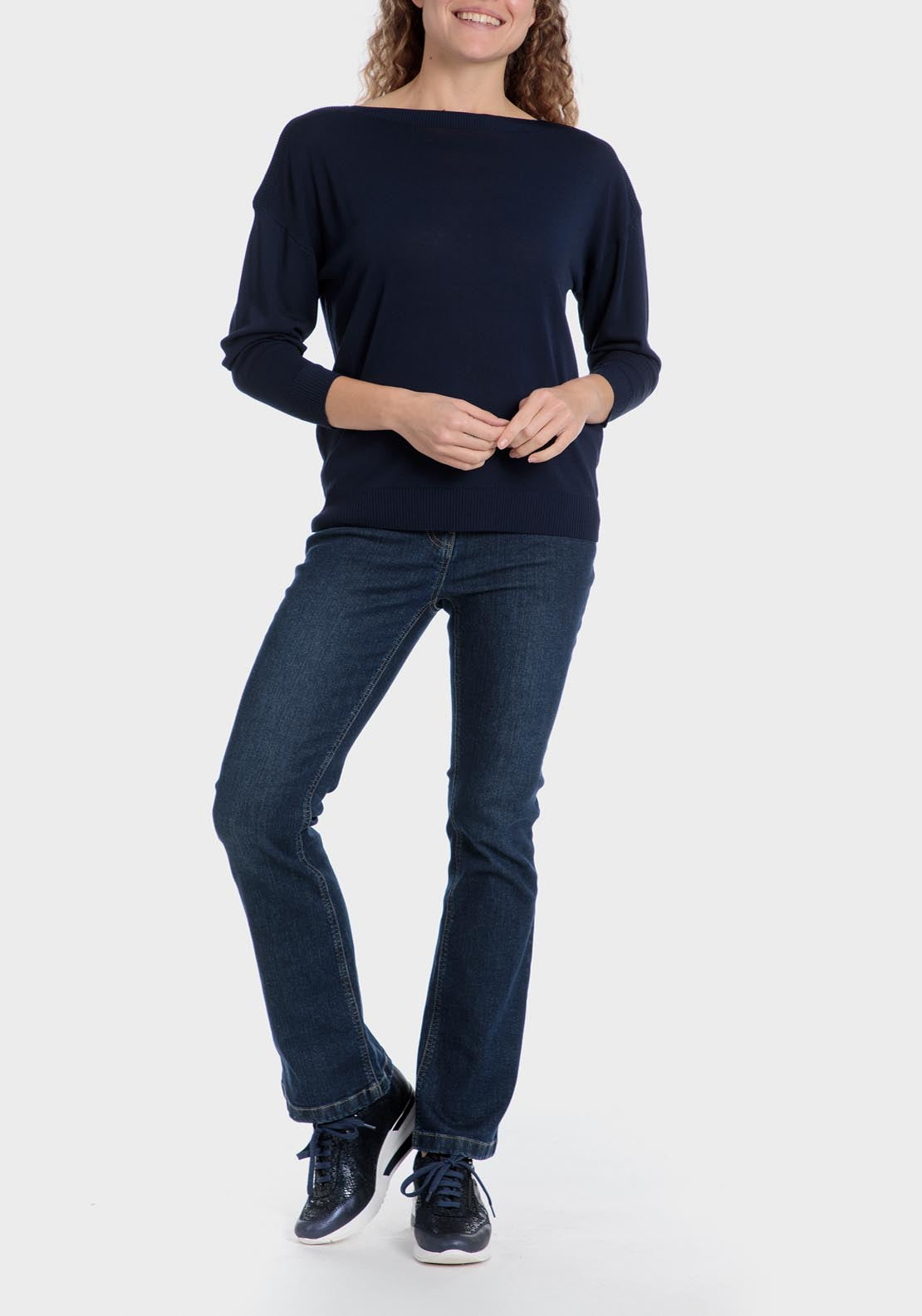 Punt Roma Basic Sweater - Blue / Navy 3 Shaws Department Stores
