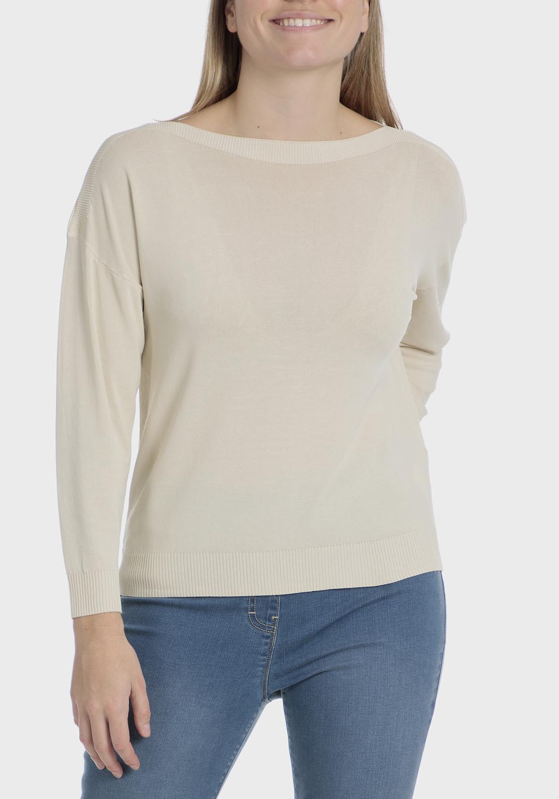 Punt Roma Basic Sweater - Beige 1 Shaws Department Stores