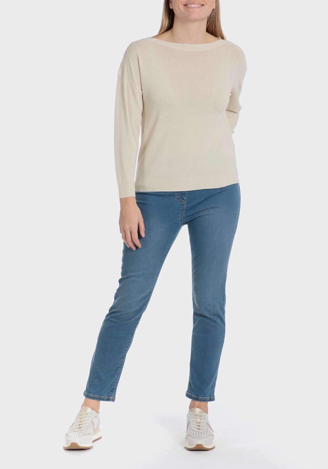 Punt Roma Basic Sweater - Beige 3 Shaws Department Stores