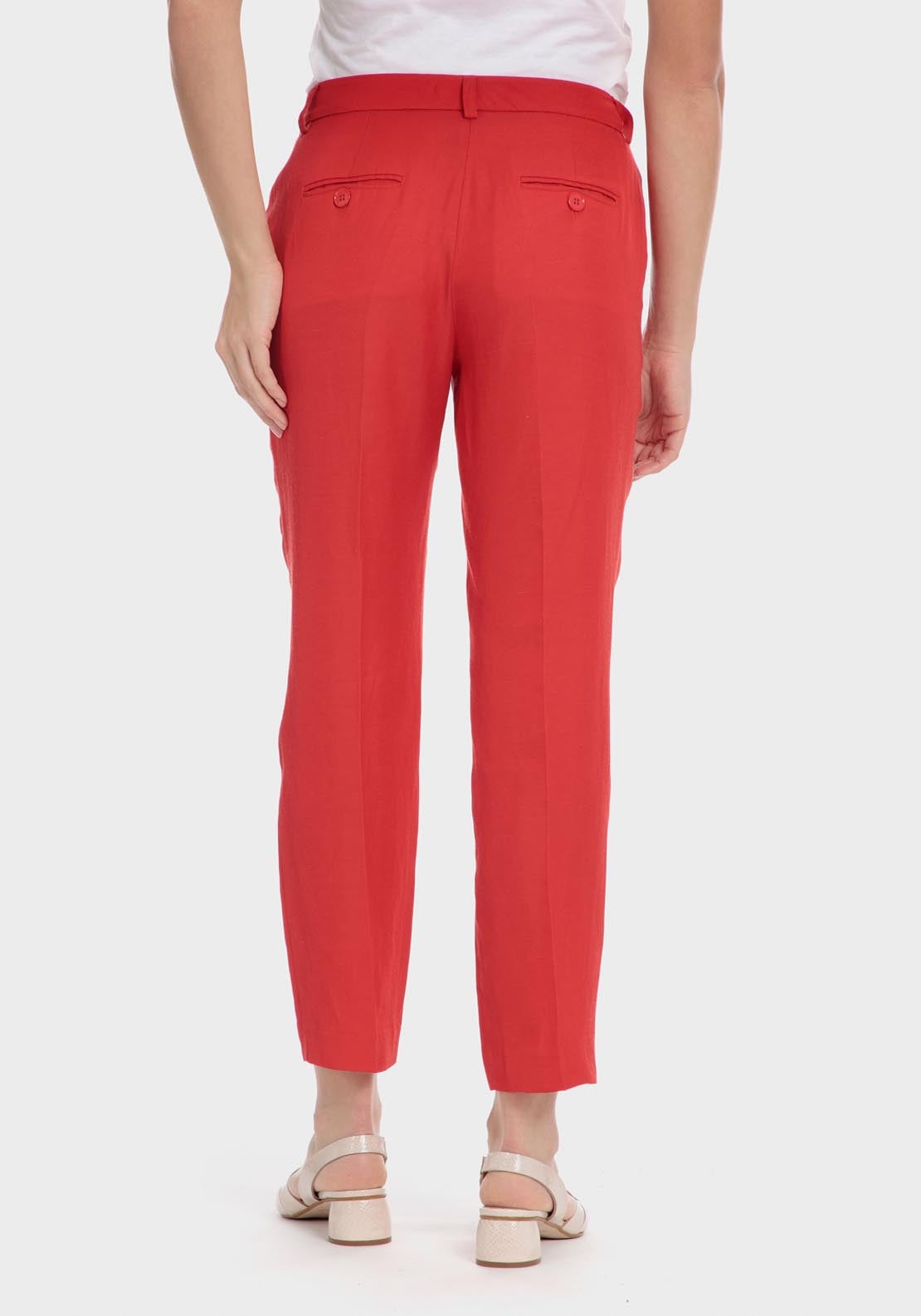 Punt Roma Linen Blend Trousers - Red 2 Shaws Department Stores
