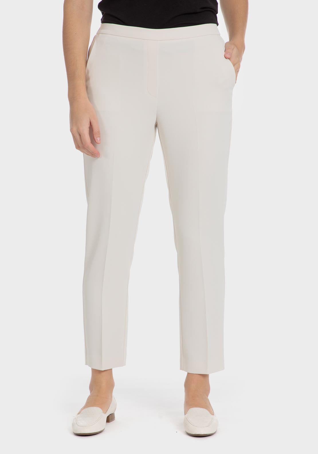 Punt Roma Trousers With Elastic waist - Beige 1 Shaws Department Stores
