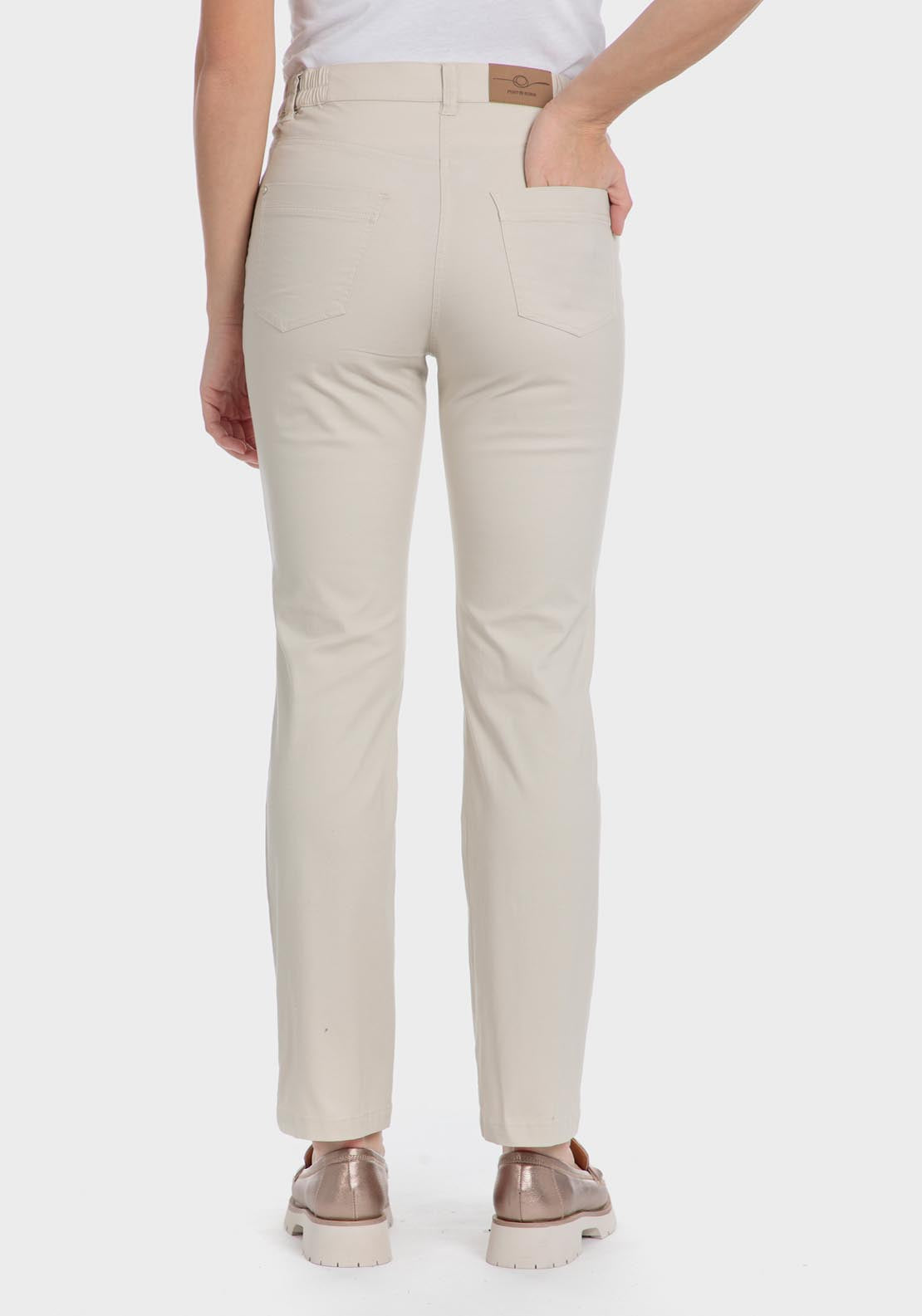 Punt Roma Cotton trousers with elastic - Sand 6 Shaws Department Stores