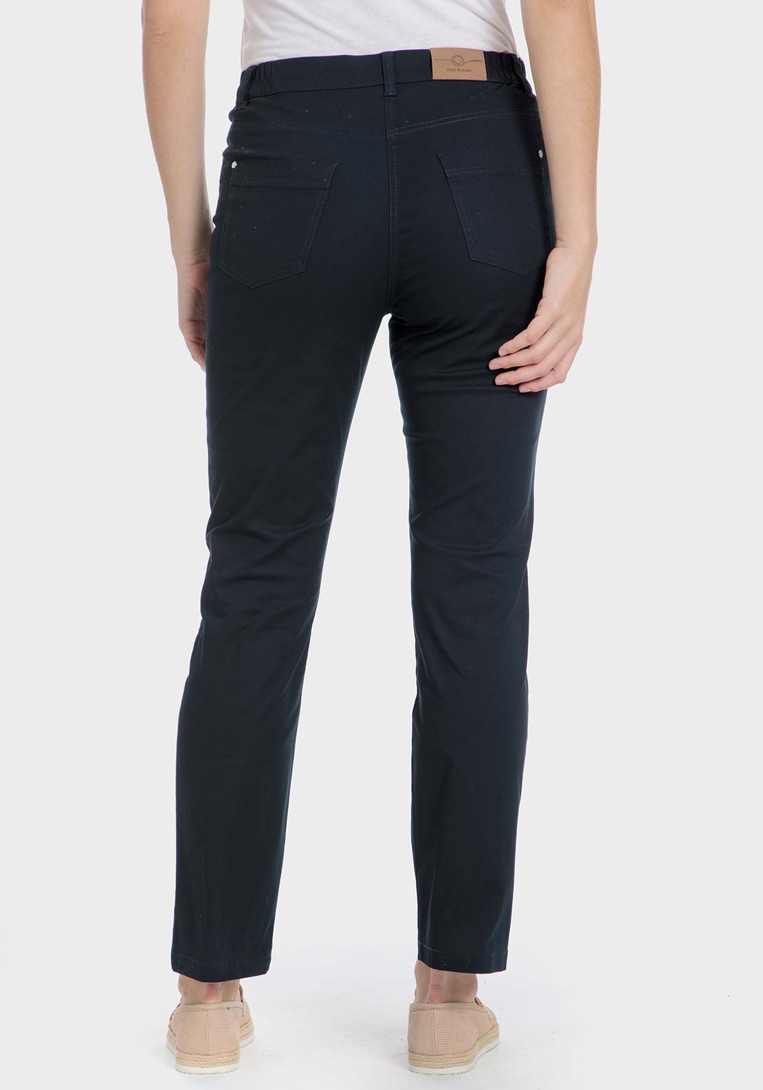 Punt Roma Cotton trousers with elastic - Blue / Navy 2 Shaws Department Stores