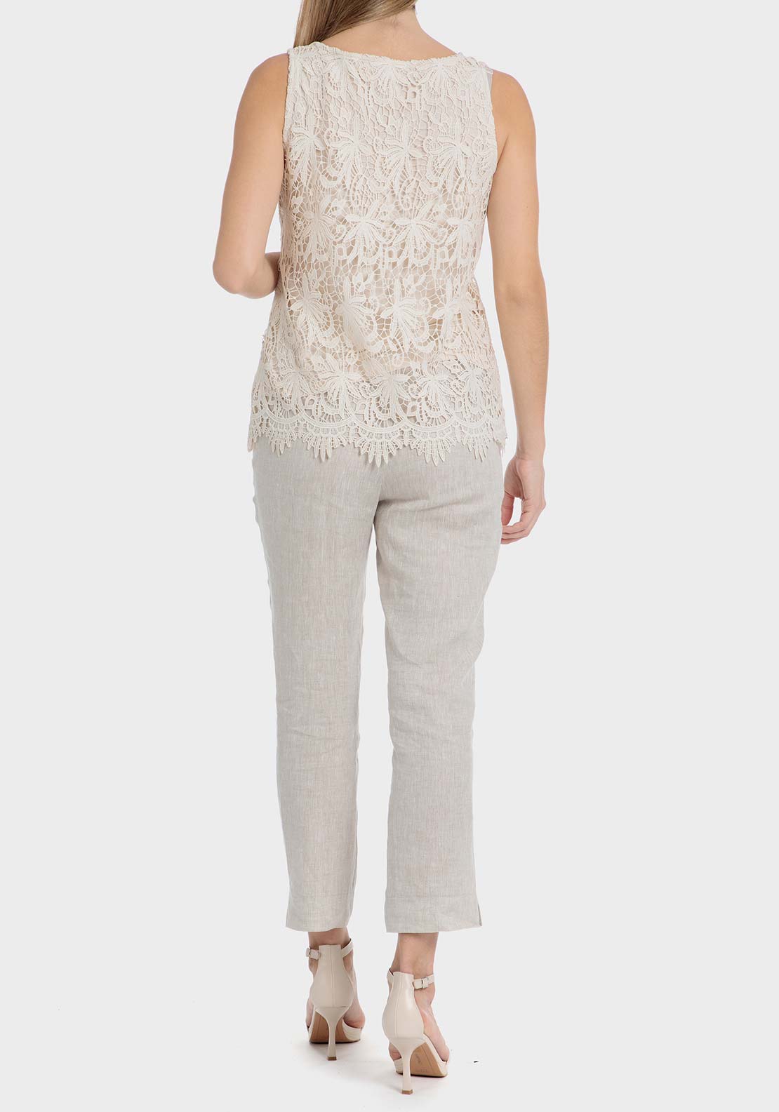 Punt Roma Linen trousers - Beige 4 Shaws Department Stores