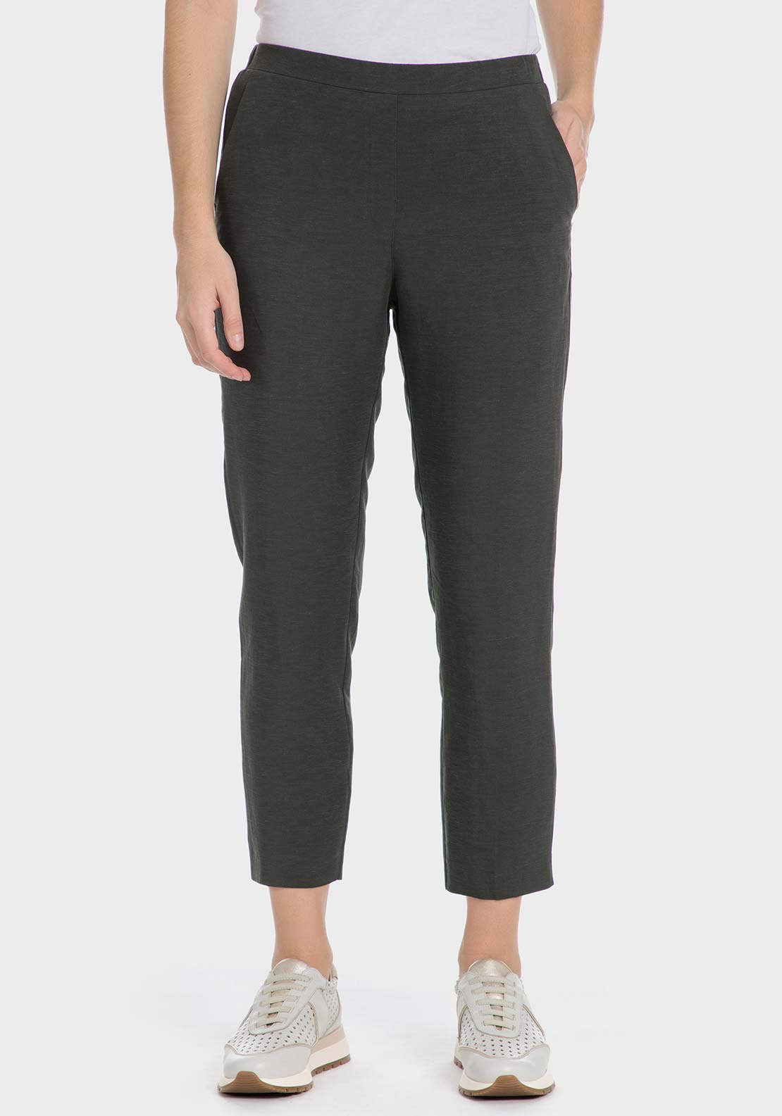 Punt Roma Linen trousers - Green 1 Shaws Department Stores