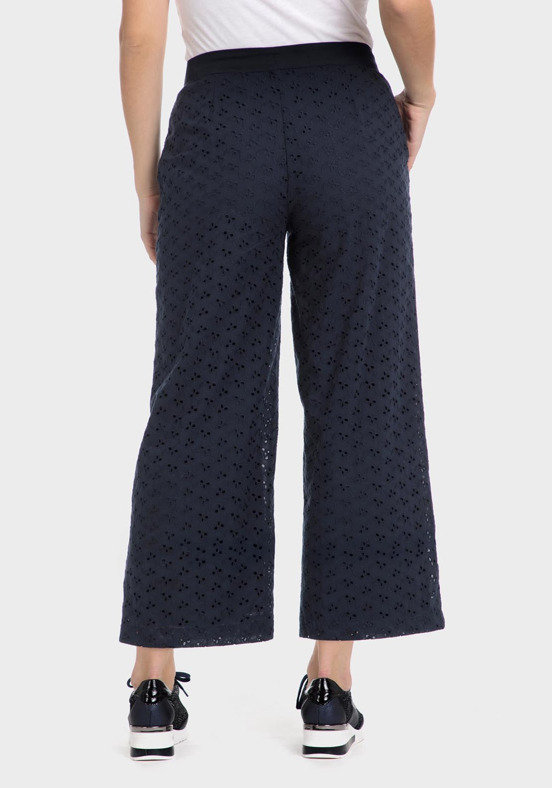 Punt Roma Embroidered Trousers - Blue / Navy 2 Shaws Department Stores