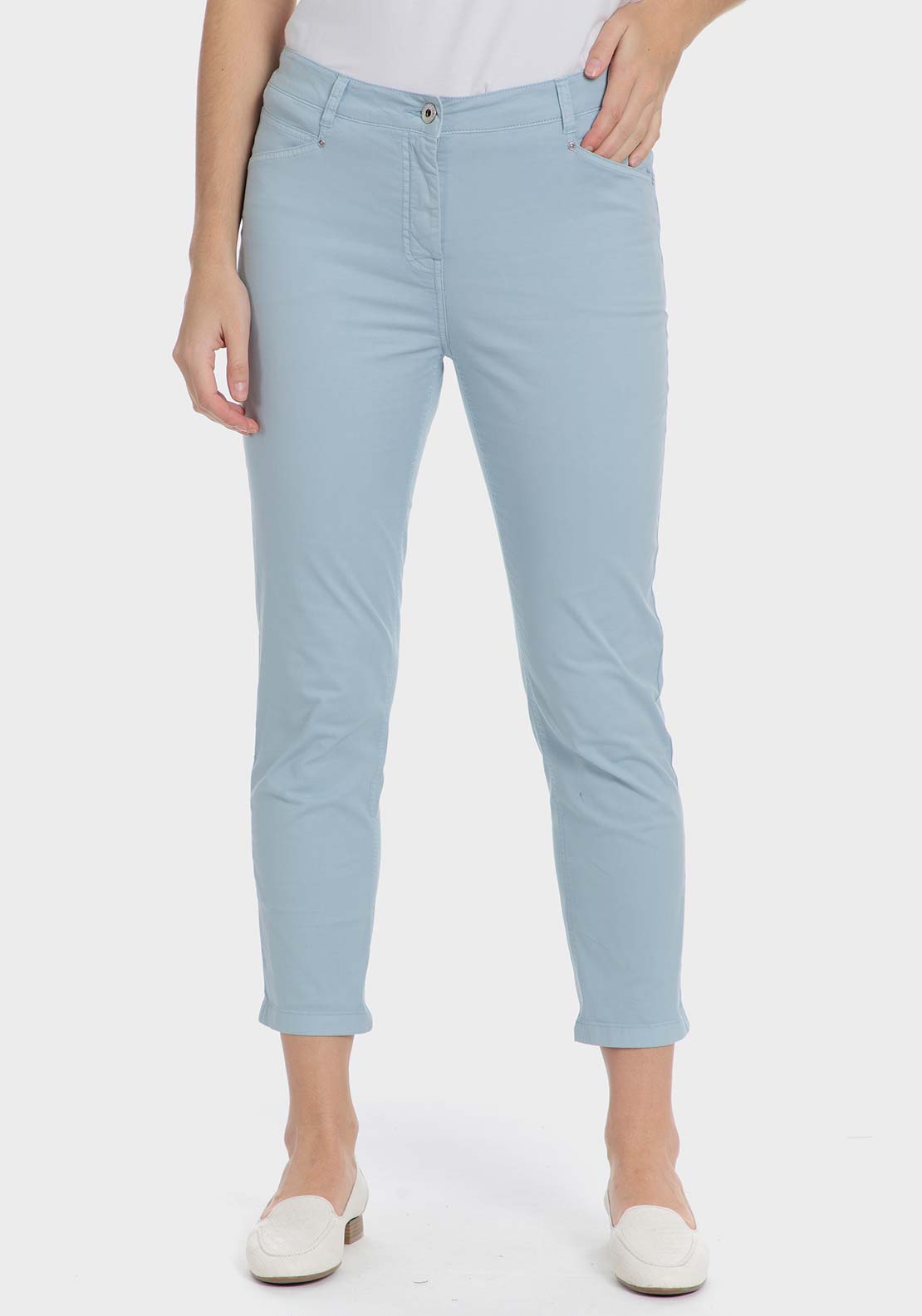 Punt Roma Cotton crop trousers - Blue 1 Shaws Department Stores