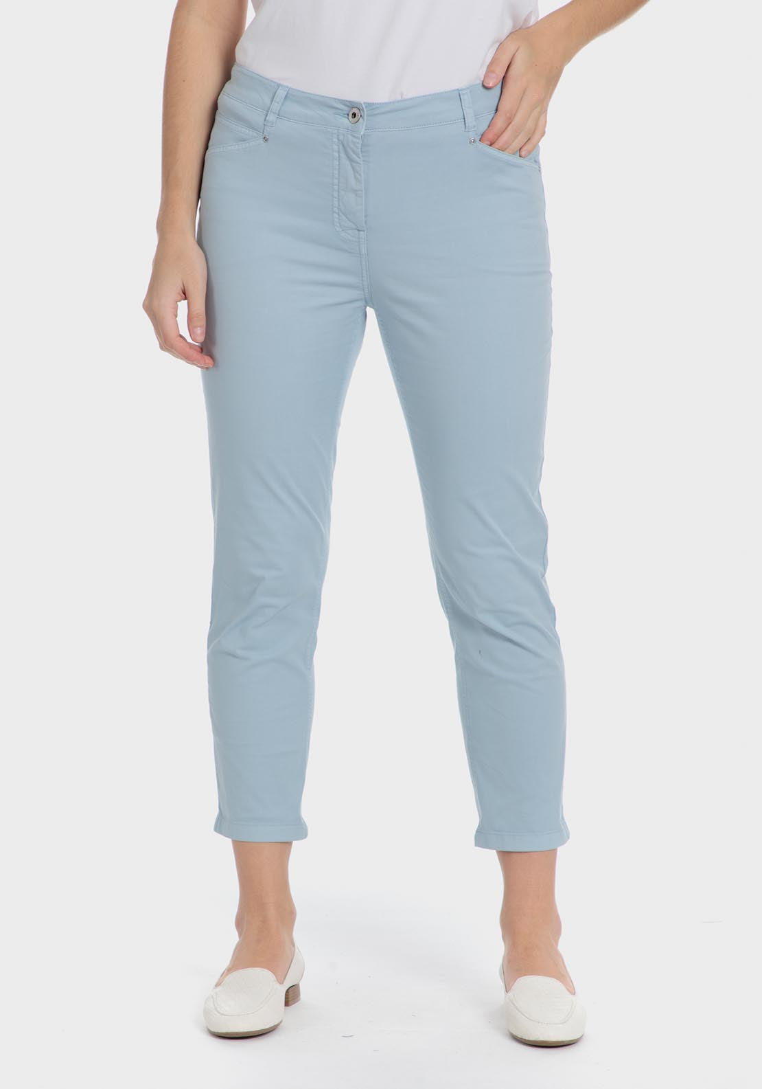 Punt Roma Cotton crop trousers - Blue 7 Shaws Department Stores