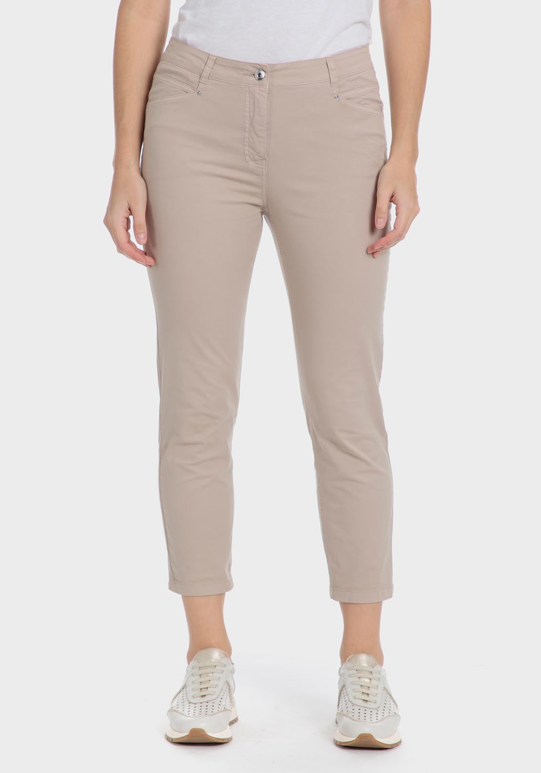 Punt Roma Cotton crop trousers - Beige 3 Shaws Department Stores
