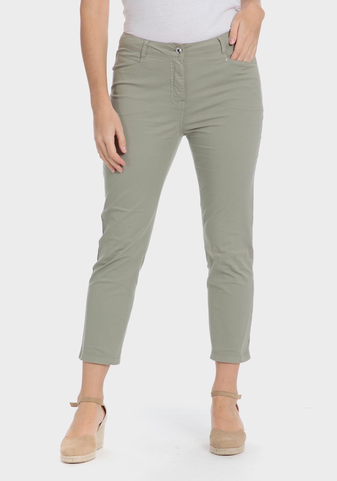 Punt Roma Cotton crop trousers - Green 5 Shaws Department Stores