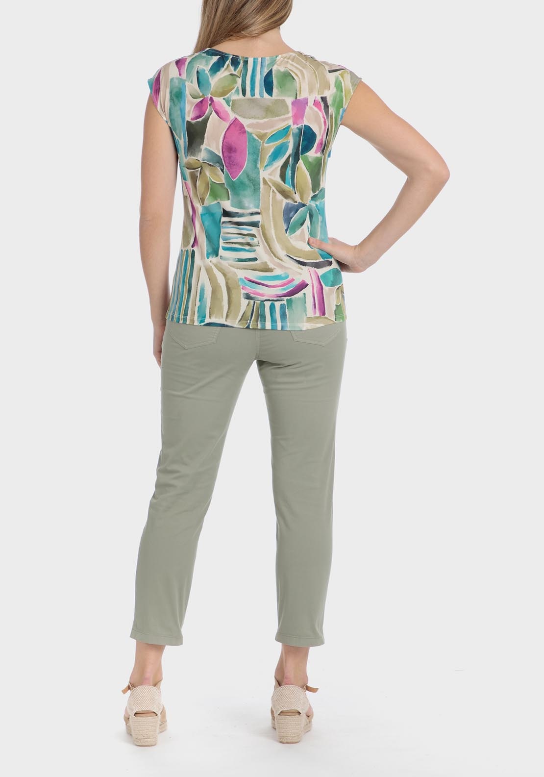 Punt Roma Cotton crop trousers - Green 8 Shaws Department Stores