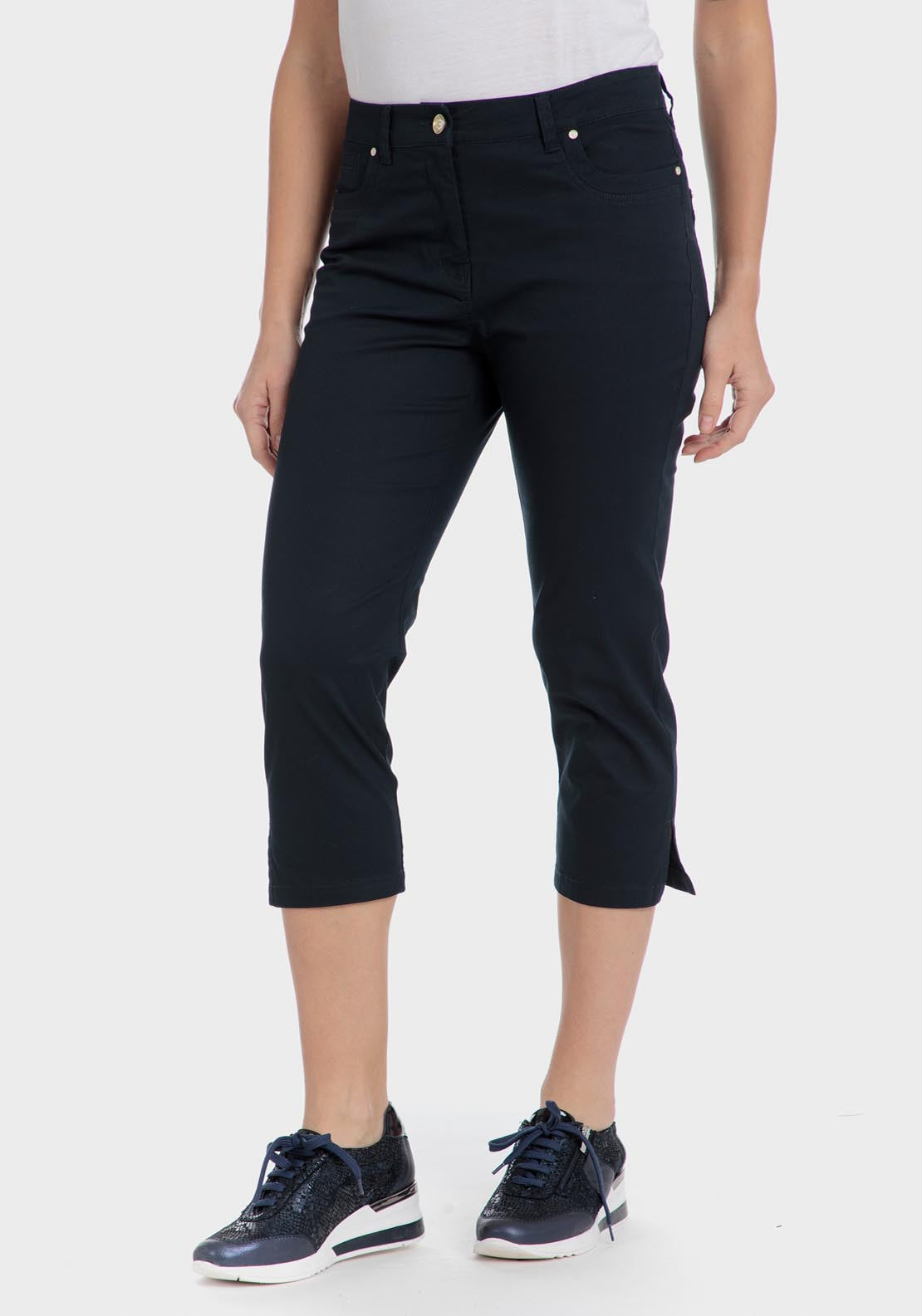 Punt Roma Cotton crop trousers - Blue / Navy 7 Shaws Department Stores