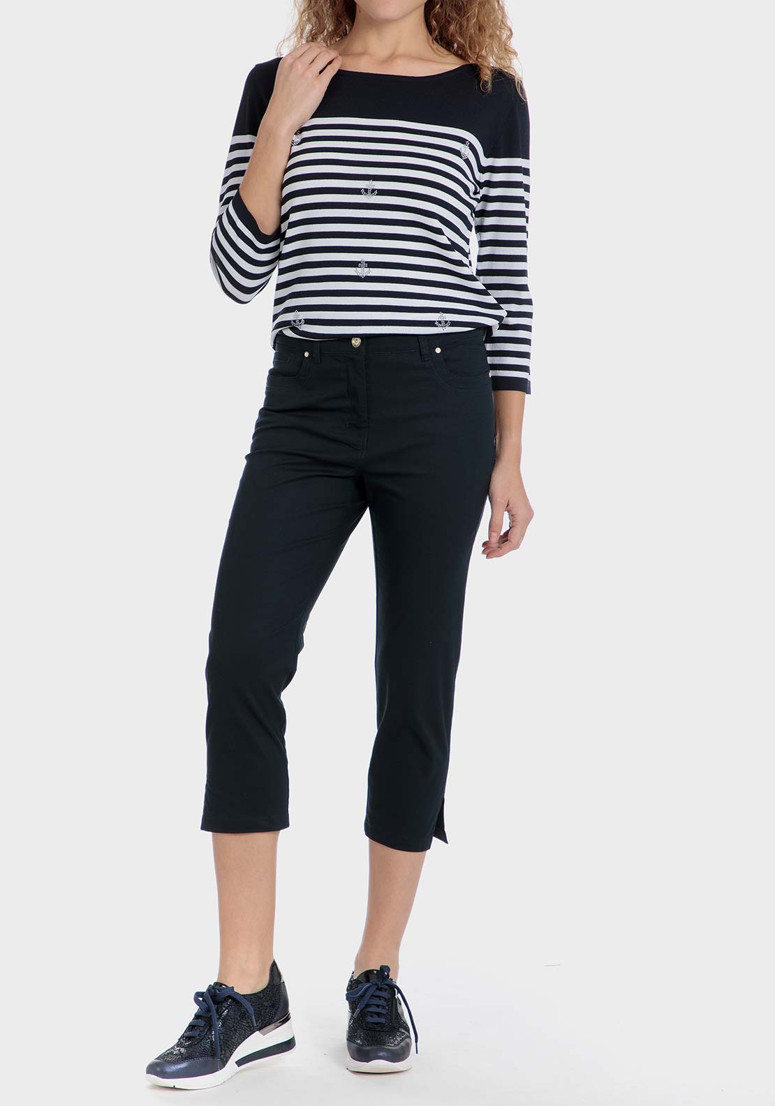 Punt Roma Cotton crop trousers - Blue / Navy 3 Shaws Department Stores