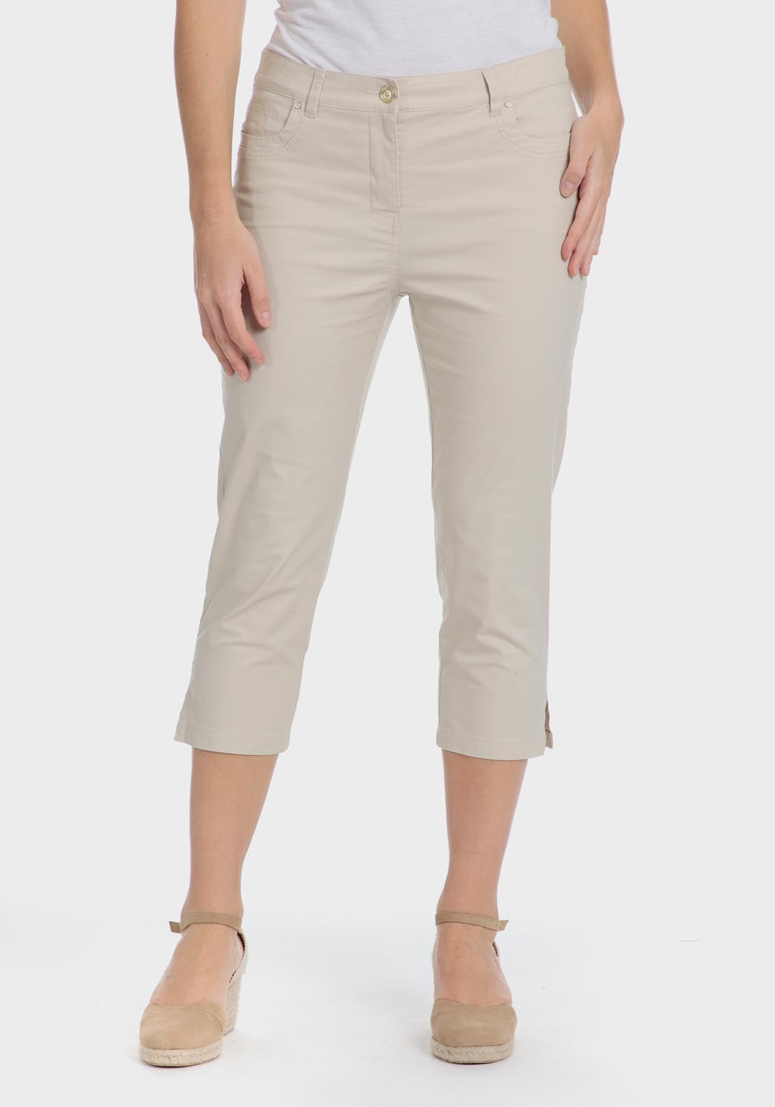 Punt Roma Cotton crop trousers - Sand 6 Shaws Department Stores