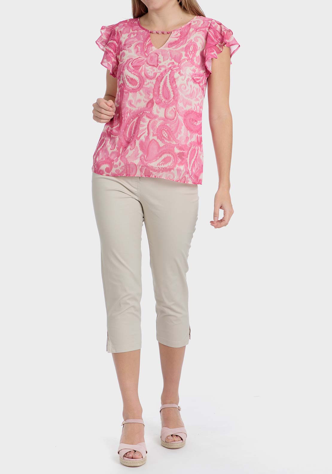 Punt Roma Cotton crop trousers - Sand 3 Shaws Department Stores